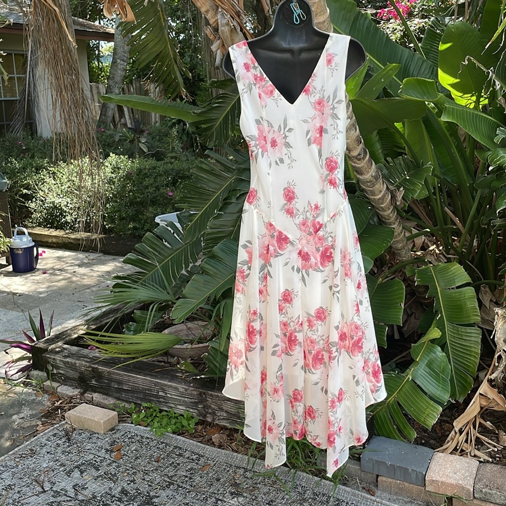 robbie bee floral drop waist asymmetric dress - Picture 3 of 6